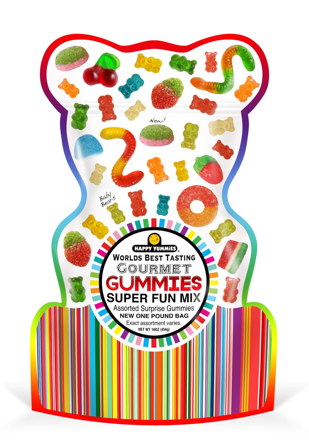 Happy Yummies Worlds Best Tasting Gourmet Gummies Super Fun Mix 16oz