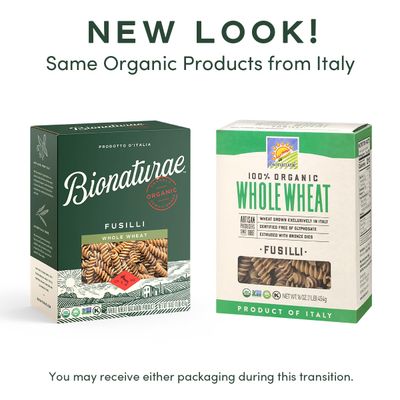Bionaturae Fusilli Pasta Noodles - Whole Wheat Pasta, Kosher Certified, High Protein, Non-GMO Verified, USDA Certified, Whole Wheat Fusilli, Fusilli Pasta Organic, Crafted in Italy - 16 Oz