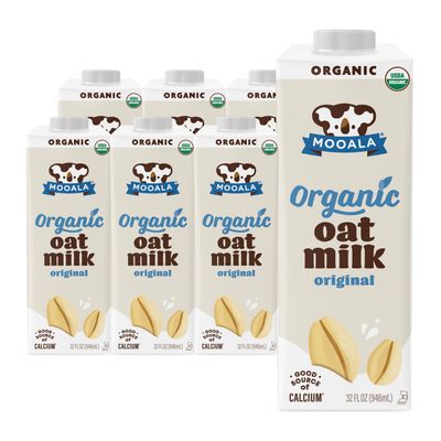 Mooala Organic Oatmilk, Extra Creamy 32 fl oz (Pack of 6) - Great for Coffee and Matcha, Naturally Sweetened, Dairy-Free Alternative