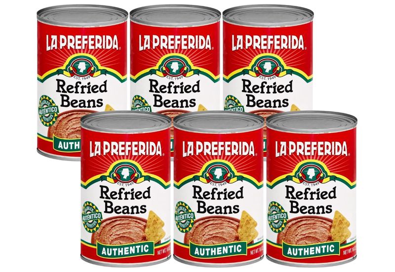 La Preferida Authentic Refried Pinto Beans - Homemade taste of traditional creamy frijoles refritos. 4 simple ingredient, 16 oz (Pack of 6)