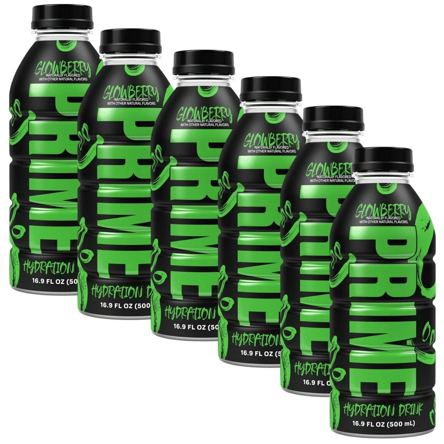 Prime Hydration Sports Drink by Logan Paul &amp; KSI Glowberry - 500ml Bottle 6 Pack