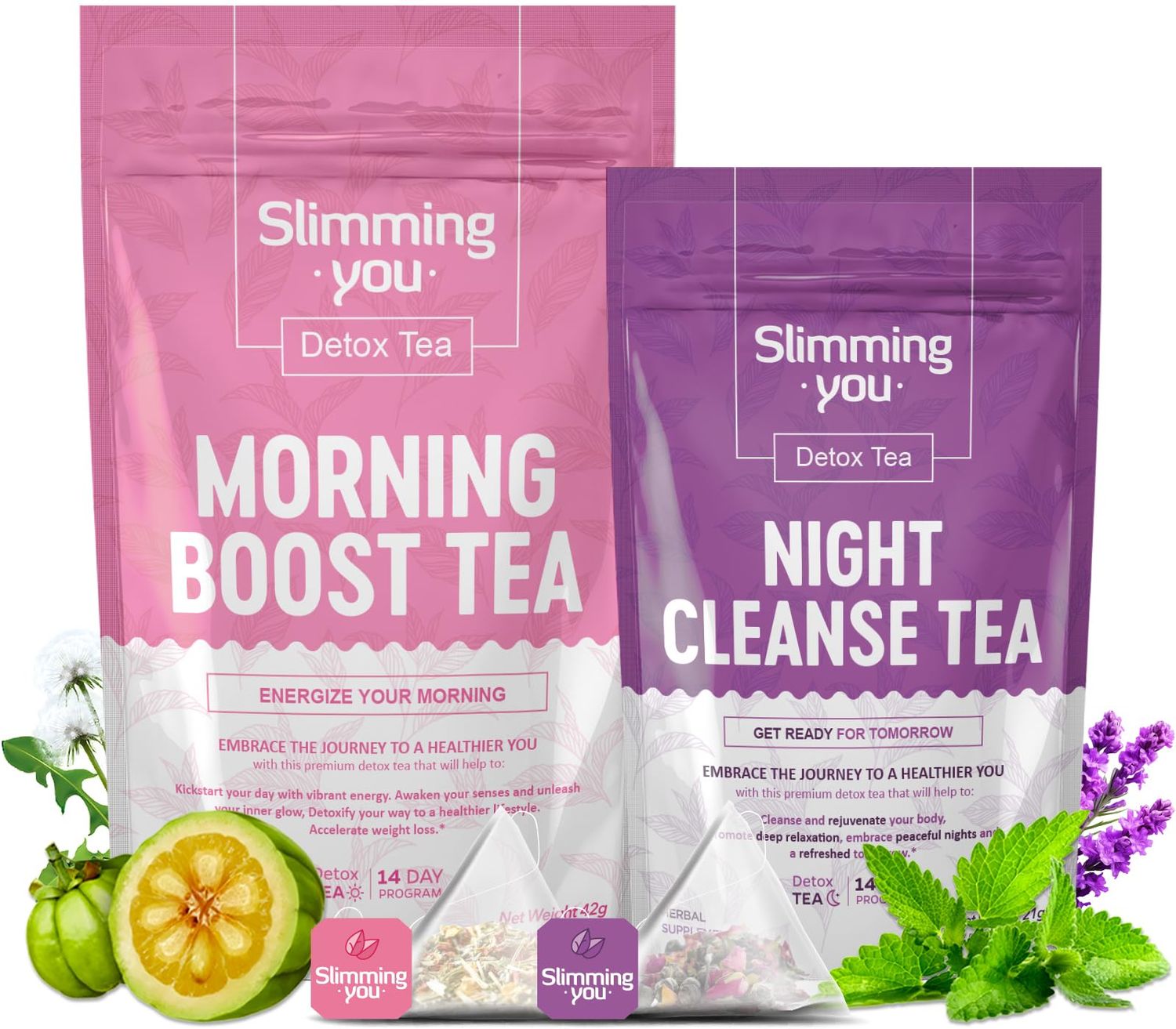TAOISTEA Detox Tea 14 Day Herbal Tea, Detox Cleanse for Weight Loss, Colon Cleanse and Digestive Health- 1 Morning Boost Tea (14 Bags) &amp; 1 Night Cleanse Tea (7 Bags)