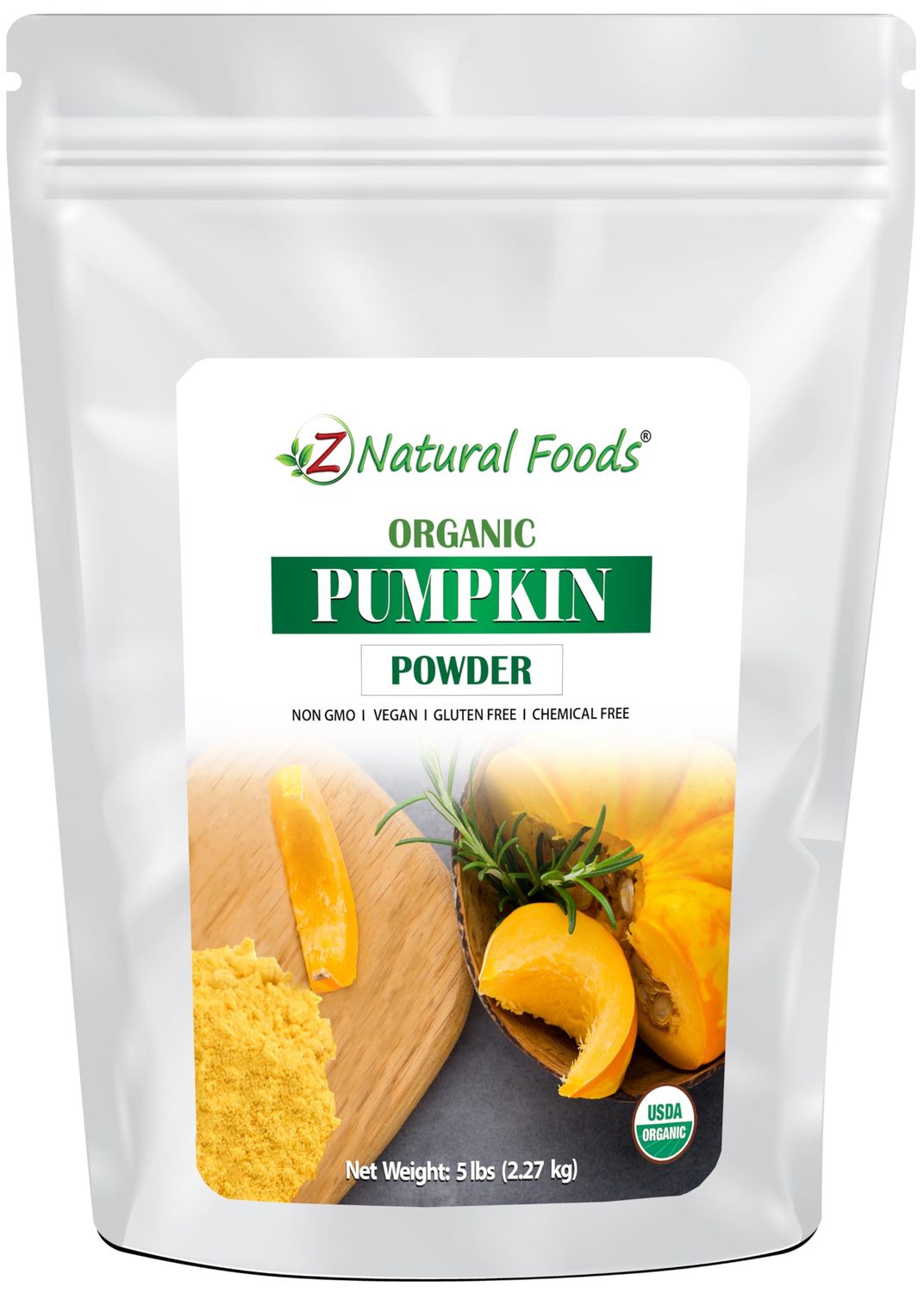 Z Natural Foods Organic Pumpkin Powder - Pure Powdered Pumpkin for Delicious Pumpkin Spice Latte, Baking, Smoothies, Juice, Puree - Dried Sweet Vegan Pumpkin Powder, Gluten Free, Kosher, 5 lbs