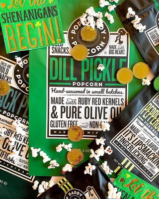 Pop Daddy Flavored Popcorn Gourmet | Dill Pickle Flavor Popped Popcorn | Hand Seasoned Ruby Red Kernels Gluten Free Healthy Popcorn Snacks | 5oz Popcorn Individual Bags | 3 Pack Popcorn Bag