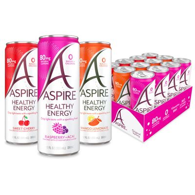 ASPIRE The Classics Variety Pack, Healthy Energy Drink with Low Caffeine, No Sugar, Carbs, and Keto Friendly, 12 Pack