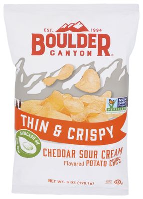 BOULDER CANYON Thin &amp; Crispy Cheddar Sour Cream Potato Chips, 6 OZ