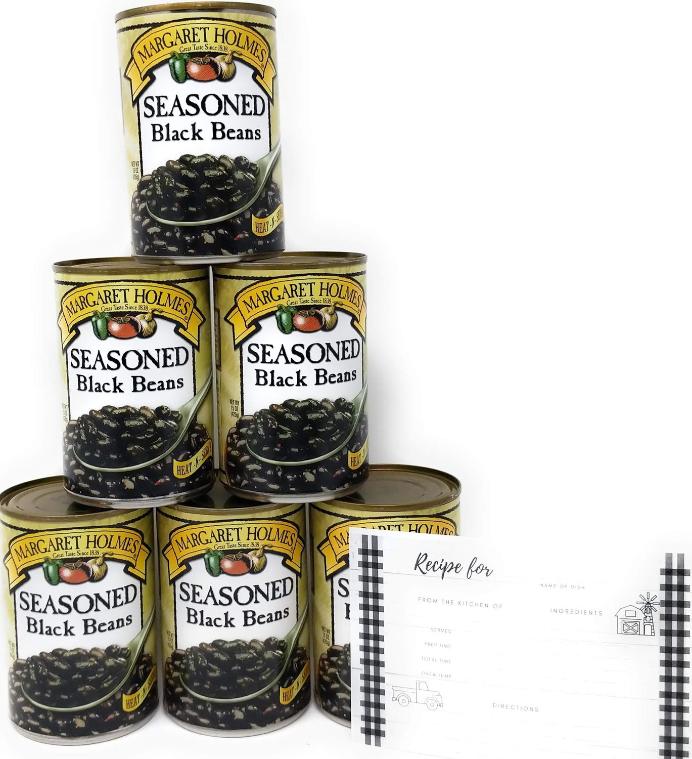6 Pack Of Margaret Holmes Seasoned Black Beans With JFS Recipe Card
