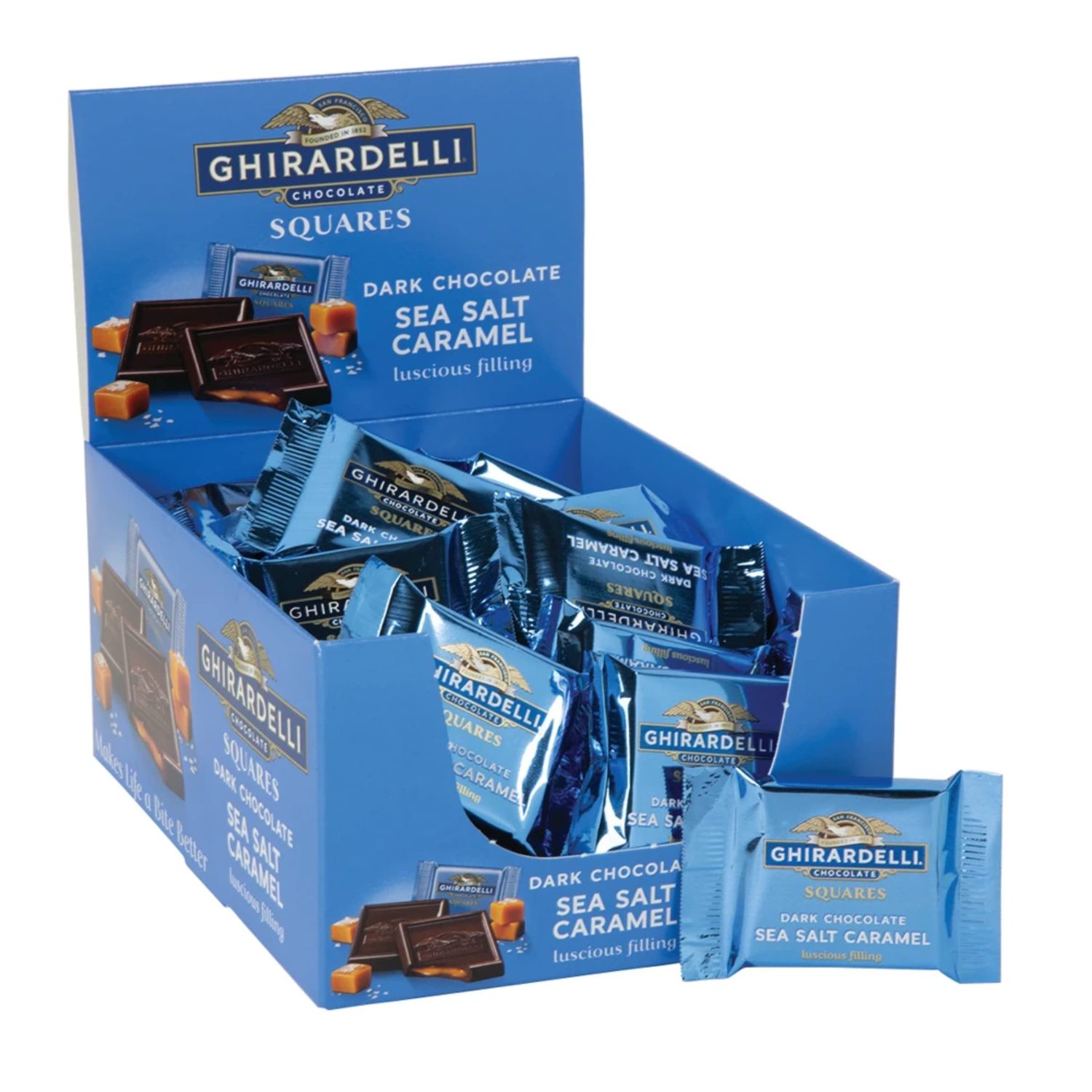 Ghirardelli Dark &amp; Sea Salt Caramel Chocolate Squares, 0.53 Ounce, 50 count
