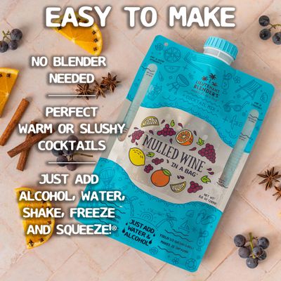 Lt. Blender's Mulled Wine in a Bag - Mulled Wine Mix - Each Bag Makes 1/2 Gallon of Cocktails - Non-GMO Cocktail Mix - No Blender Needed - Add Liquor, Wine or as a Mocktail (Pack of 1)