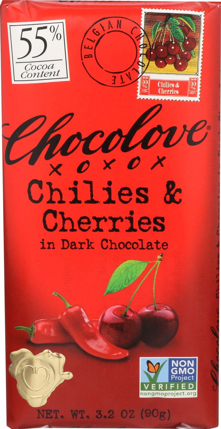 Chocolove Dark Chilies &amp; Cherry Bar 3.2 Oz
