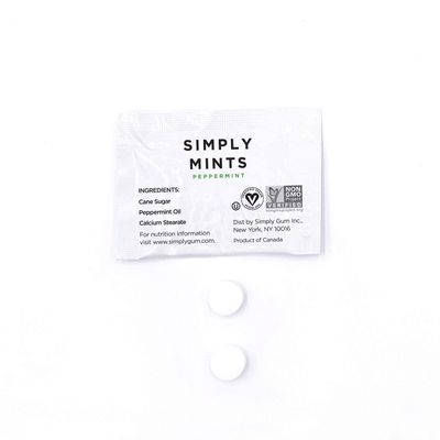 Simply Gum Mints | Individually Wrapped Mints | Peppermint | 50 Pouches | Breath Freshening, Vegan, Non Gmo, Nothing Artificial