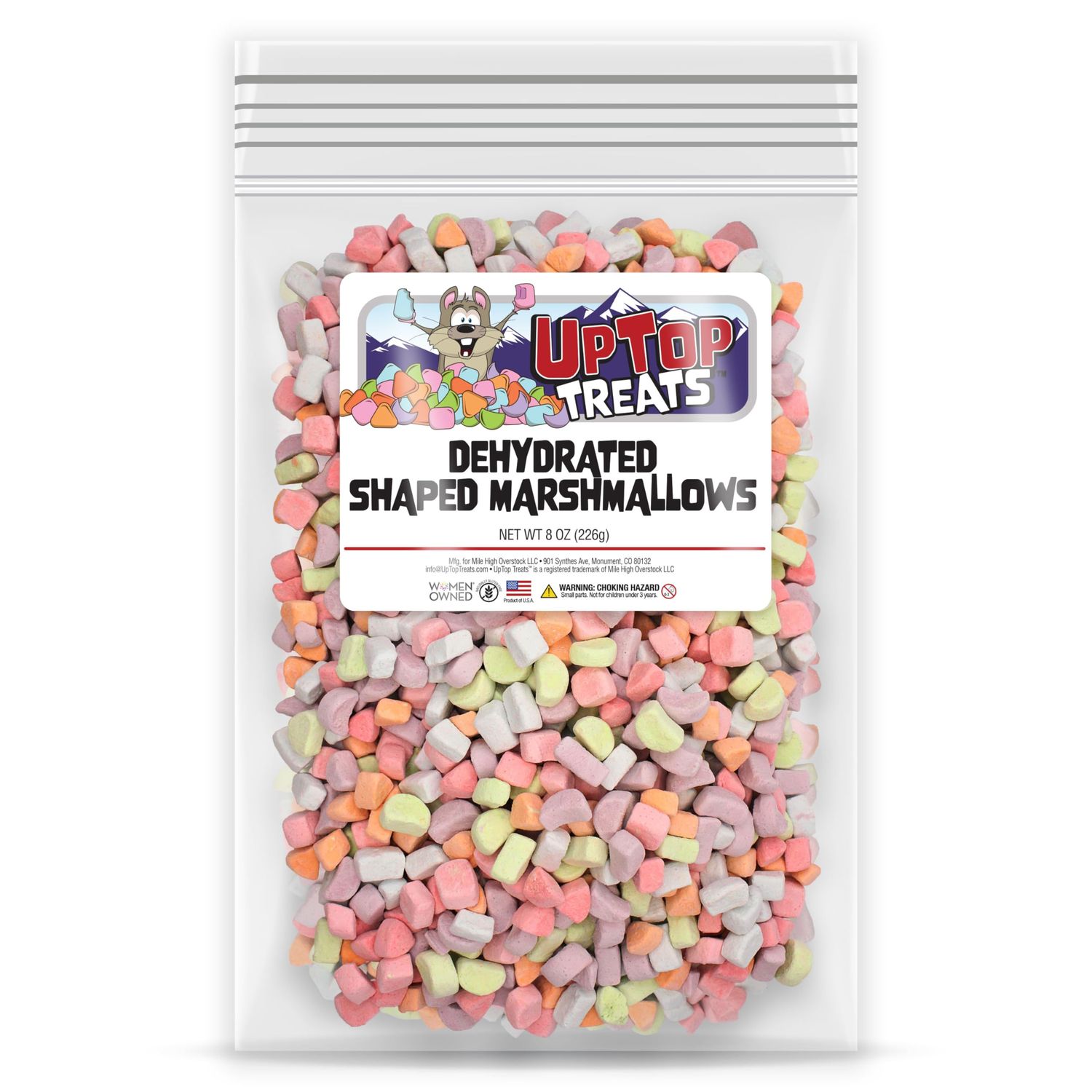 Fun Shapes &amp; Colors - Vanilla Dehydrated Marshmallows | Half Pound Resealable Bulk Bag | For Hot Chocolate, Cereal, Ice Cream Topping, or Plain - (8oz Bag)