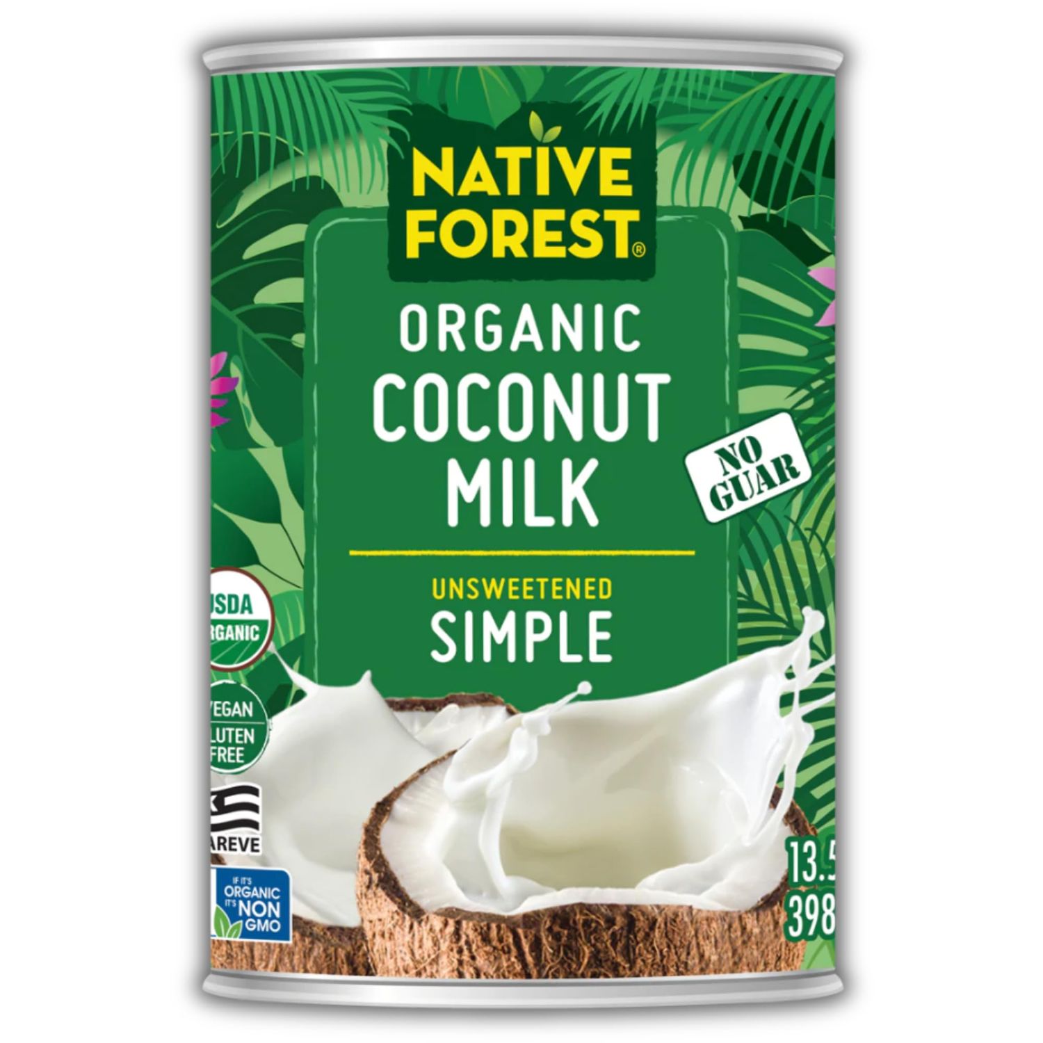Native Forest Organic Unsweetened Coconut Milk - Canned Coconut Milk, No Guar Gum, Non-GMO Project Verified, USDA Organic - Simple, 13.5 Fl Oz (Pack of 12)