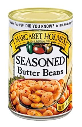 6 Pack Of Margaret Holmes Seasoned Butter Beans With JFS Recipe Card