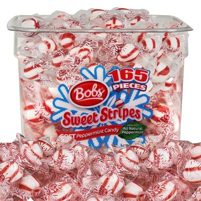 BobsSweet Stripes (1.8 Pound) Soft Peppermint Candy, Individually Wrapped Mint Candy, The Perfect Christmas Candy.