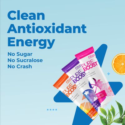 Pureboost Clean Energy Booster, Refreshing Energy Drink Mix with B12 Vitamins, Electrolytes, Antioxidants, Sugar-Free Energy with No Sucralose (Combo Pack, 30 Count)