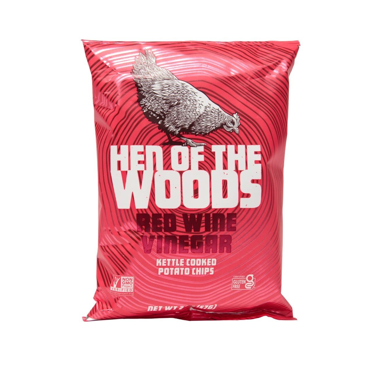Hen of the Woods Kettle Cooked Potato Chips, Red Wine Vinegar Flavor, 2 Ounce Bag, 12-Pack