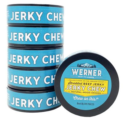 Werner Beef Jerky Chew Pack of 6 - Shredded Beef Jerky Tins - Made in the USA