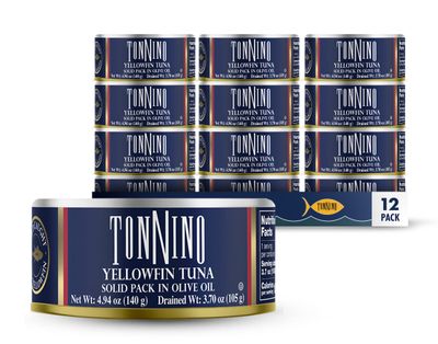 Tonnino Tuna Fillets Low Calorie and Gluten Free Yellowfin Canend Premium Tuna in Olive Oil 4.94 Oz [12 pack]