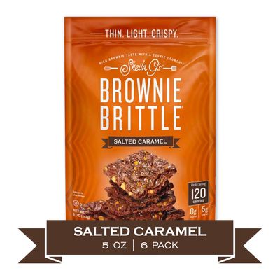 Sheila G's Brownie Brittle - Salted Caramel Thin and Crispy Sweet Snacks (Pack of 6, 5 oz), Rich Gourmet Brownie Bites Dessert