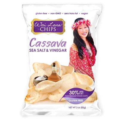 Cassava Chips Sea Salt and Vinegar (6 Pack of 3 Ounce Individual Bags) - Gluten Free, Non-GMO, Vegan, Zero Trans Fats - Wai Lana