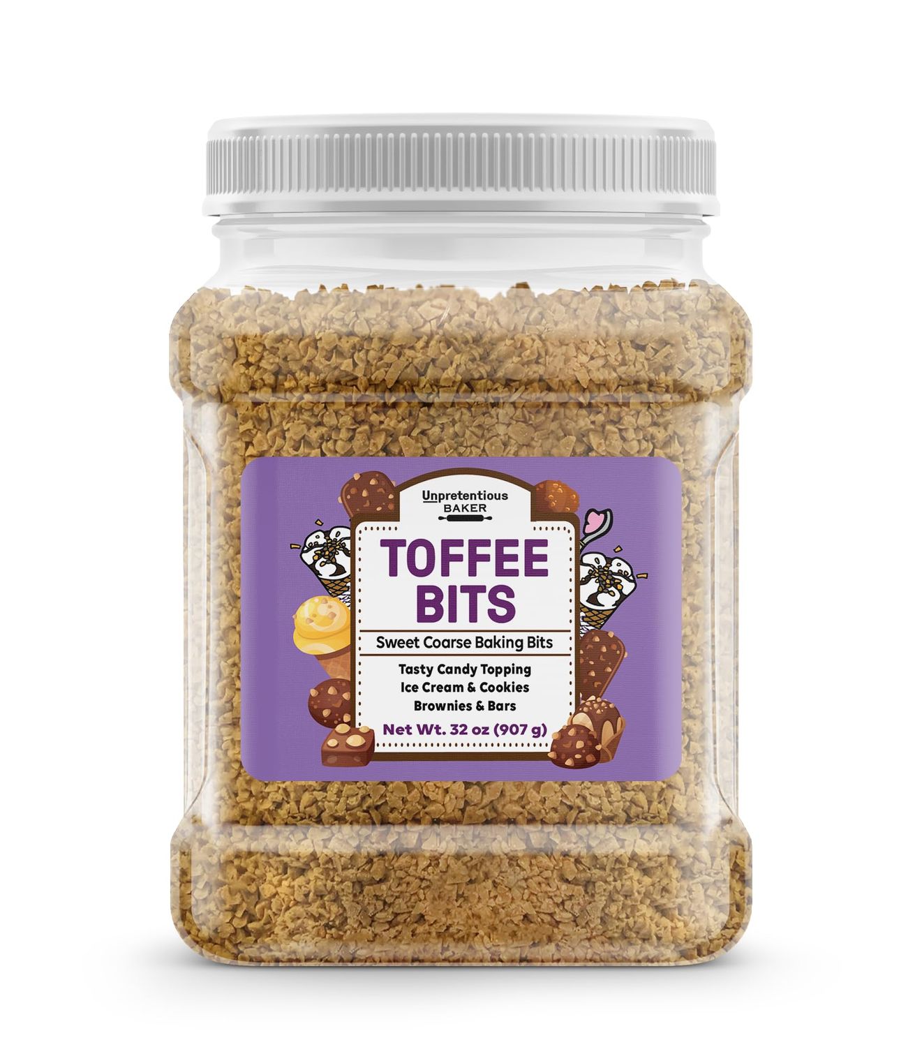 Unpretentious Toffee Bits, 2 lb, Ice Cream Topping, Baking, Desserts, Contains Almonds