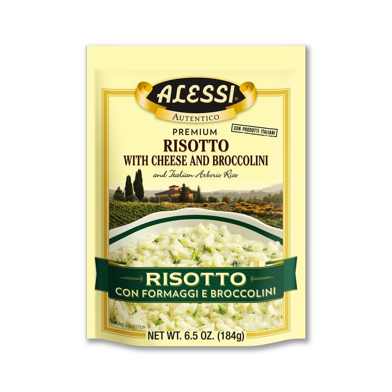 Alessi Autentico, Premium Seasoned Risotto, Italian Arborio Rice, Easy to Prepare, 6.5 Ounce (Cheese &amp; Broccolini, Pack of 6)