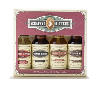 Scrappy&#39;s Bitters The Essentials Gift Set, 4 ct, 0.5 oz (Orange, Aromatic, Chocolate, and Firewater) - Organic Ingredients, Finest Herbs &amp; Zests, No Extracts, Artificial Flavors, Chemicals or Dyes
