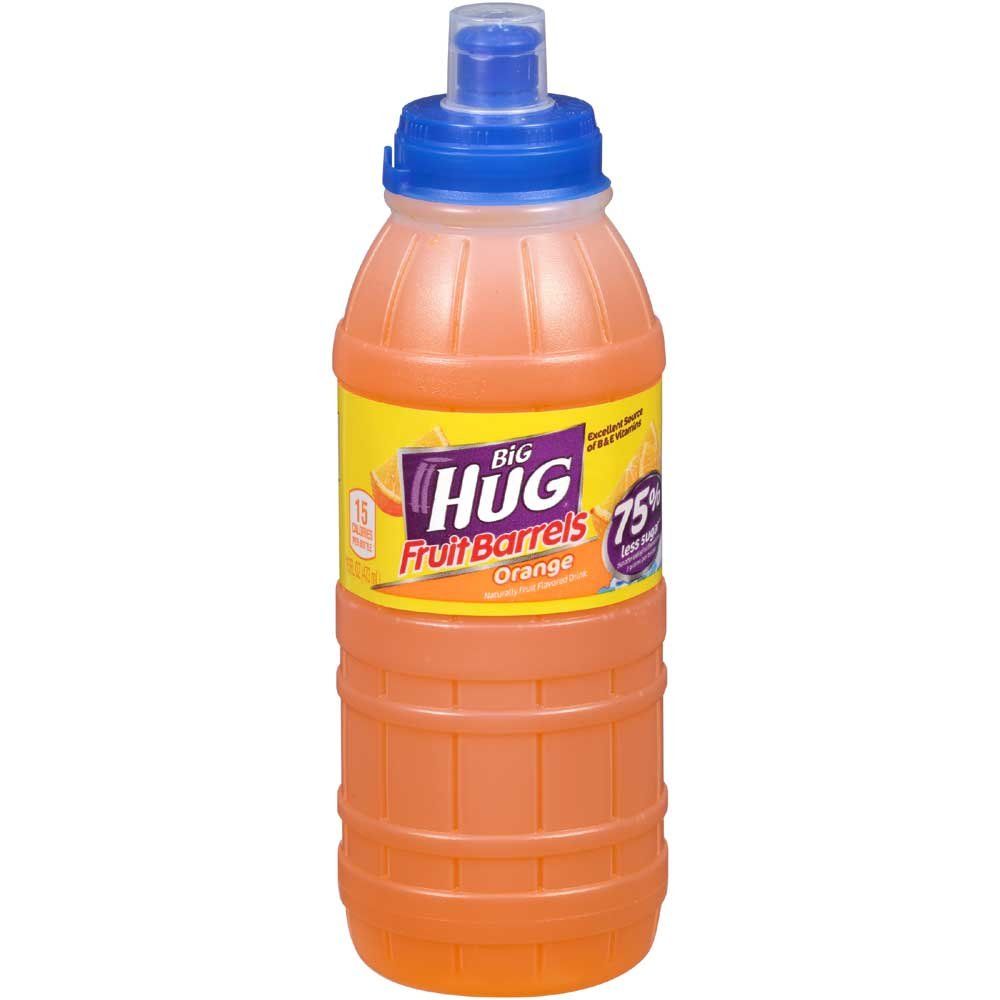 Big Hug Fruit Barrels Sports Cap Orange Fruit Flavored Drink, 16 Fluid Ounce -- 24 per case.