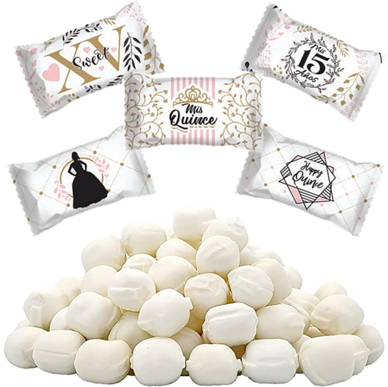 Fruidles Quinceanera Sweet 15 Birthday Buttermints, After Dinner Mints, Fat-Free, Kosher Certified, Individually Wrapped (55 Pieces)