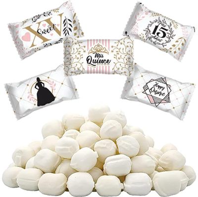 Fruidles Quinceanera Sweet 15 Birthday Buttermints, After Dinner Mints, Fat-Free, Kosher Certified, Individually Wrapped (55 Pieces)