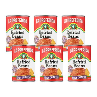 La Preferida Refried Beans, Spicy Chipotle, 16 oz (Pack - 6)