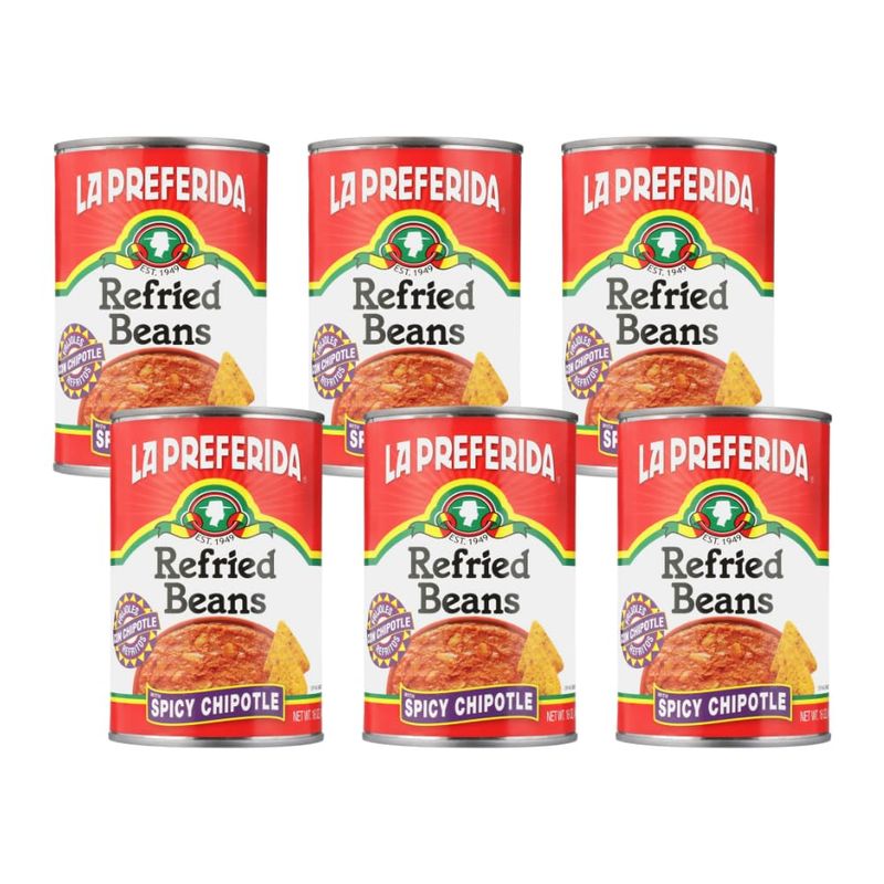 La Preferida Refried Beans, Spicy Chipotle, 16 oz (Pack - 6)