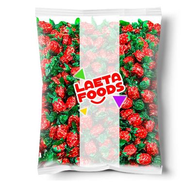 Strawberry Filled Bon Bons Christmas Hard Candy, Individually Wrapped (2 Pound Bag - Approx. 170 Count)