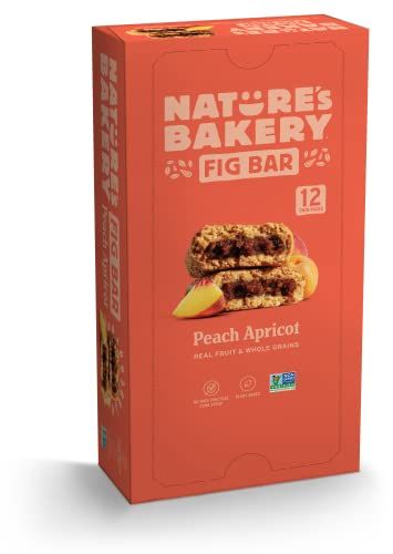Natures Bakery Whole Wheat Fig Bars, Peach Apricot, Real Fruit, Vegan, Non-GMO, Snack bar, 1 box with 12 twin packs (12 twin packs)