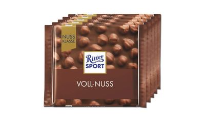 (Pack of 5) Ritter Sport Whole Hazelnut Milk Chocolate Bars 5x 100 gr / 5x 3.53Oz