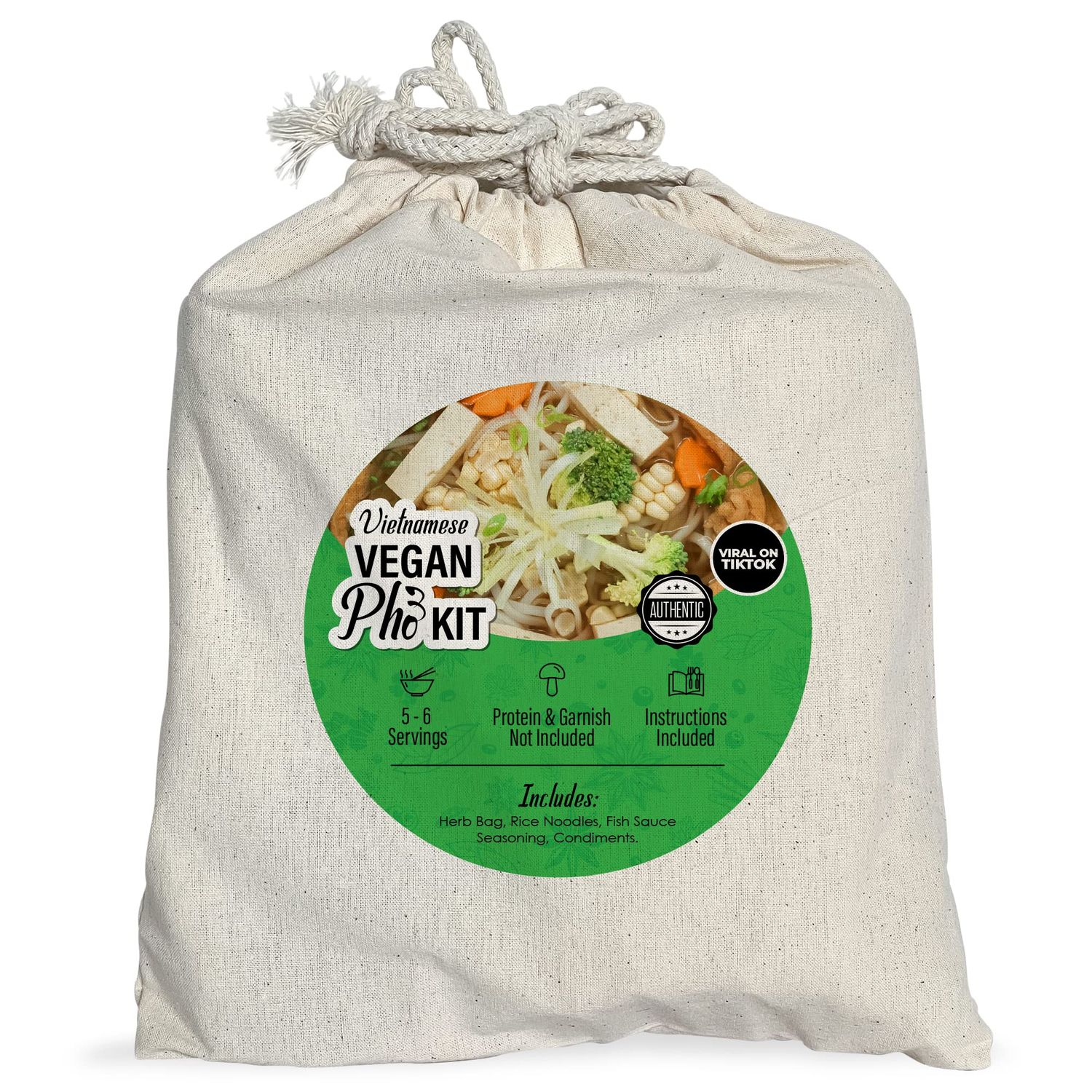 Get Cultured Box DIY Vegan Pho Kit (Ph Chay), Authentic Vegan Vietnamese Noodle Soup Broth, Includes Herb Bag, Rice Noodles &amp; Condiments (Not Included: Protein &amp; Garnish), 5-6 Servings