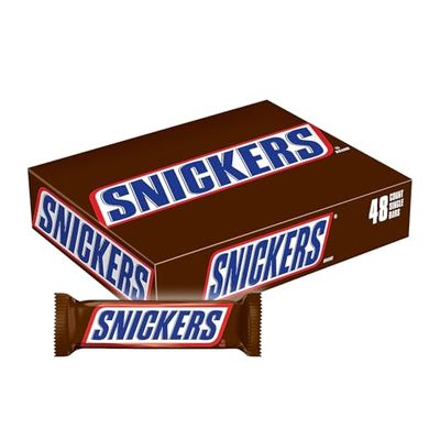 SNICKERS Full Size Bulk Milk Chocolate Candy Bars, 1.86 oz Bar, 48 ct Box