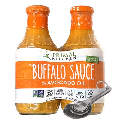 [Pack of 2][Free Measuring Spoon] Primal Kitchen Buffalo Sauce, No Dairy, Whole 30 Approved, Keto &amp; Paleo Certified - Family Size 16.5 Ounce