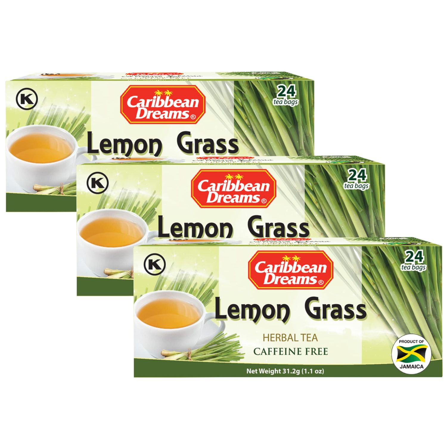 Caribbean Dreams Lemon Grass Tea, 1.34 oz (Pack of 3) - Total 72 Tea Bags