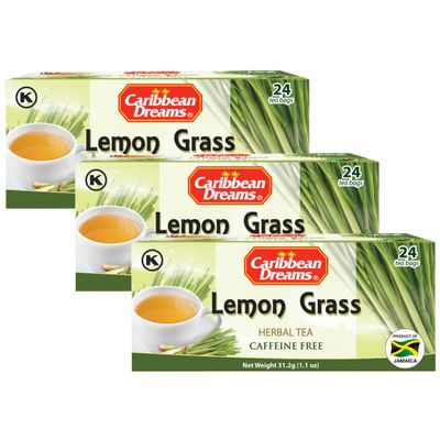 Caribbean Dreams Lemon Grass Tea, 1.34 oz (Pack of 3) - Total 72 Tea Bags