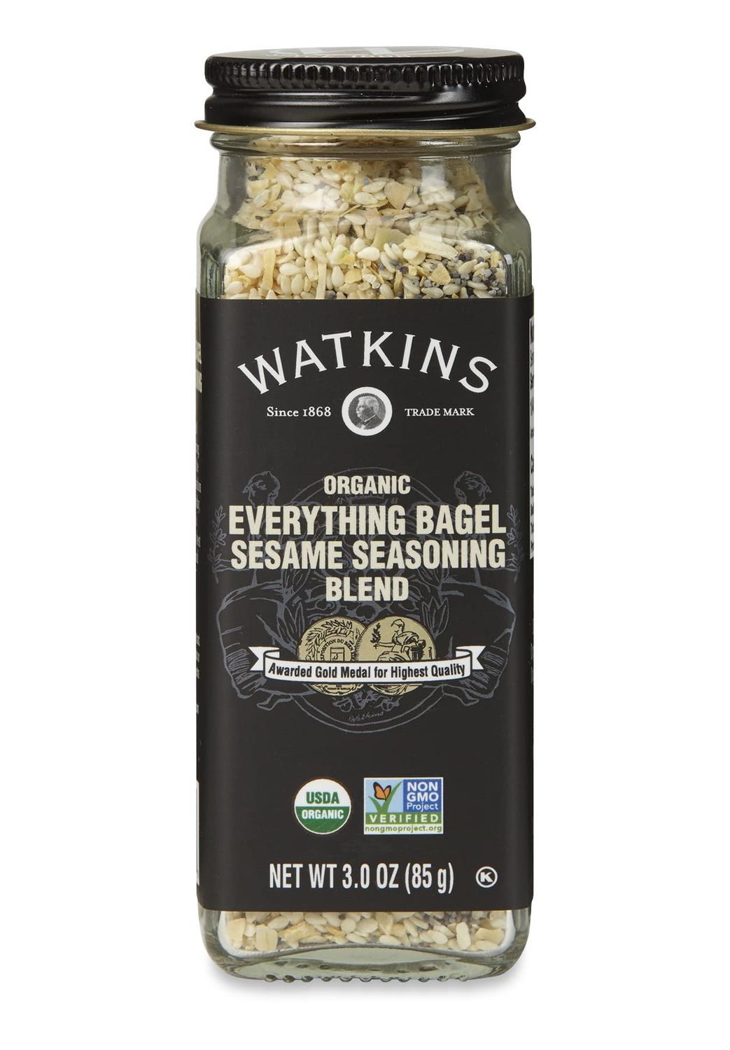 Watkins Gourmet Organic Spice Jar, Everything Bagel Sesame Seasoning Blend, 3.0 oz. Bottle, 3-Pack