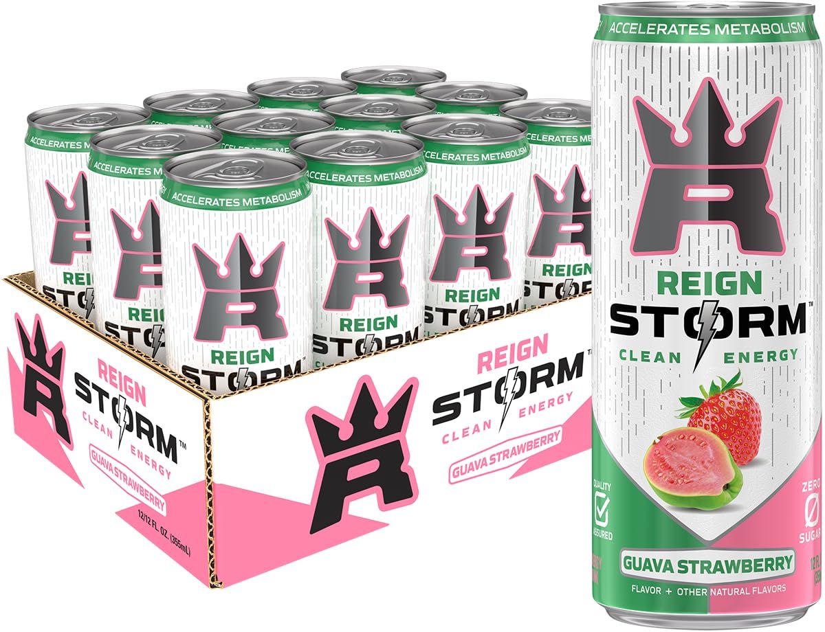 REIGN Storm, Guava Strawberry, Fitness &amp; Wellness Energy Drink, 12 Fl Oz (Pack of 12)