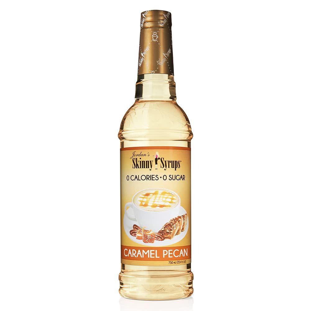 Jordan&#39;s Skinny Syrups Sugar Free Coffee Syrup, Caramel Pecan Flavor Drink Mix, Zero Calorie Flavoring for Chai Latte, Protein Shake, Food &amp; More, Gluten Free, Keto Friendly, 25.4 Fl Oz, 1 Pack