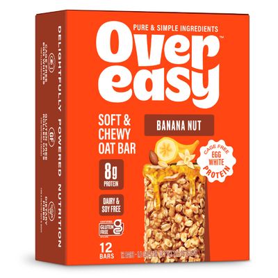 Over Easy Soft and Chewy Granola Breakfast Bars - Granola and Protein Bars - Energy Snack Bars - Clean, Gluten Free, Dairy Free, Soy Free and Kosher (Banana Nut, 12 Count)