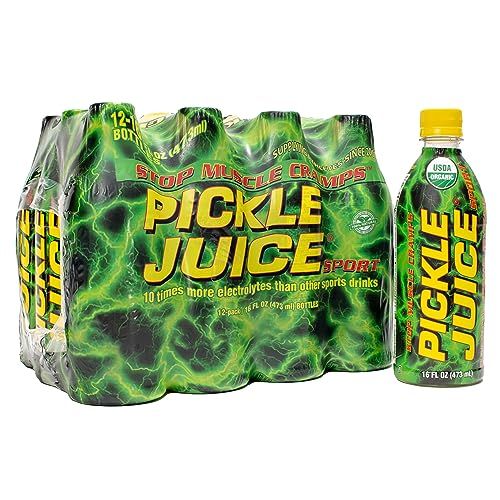 Pickle Juice Sports Drink - Relieves Cramps Immediately - Electrolyte Pickle Juice for Day &amp; Night Time Cramp Relief - Organic Pickle Juice for Leg Cramps - No Artificial Ingredients - 16 oz, 12 Pack