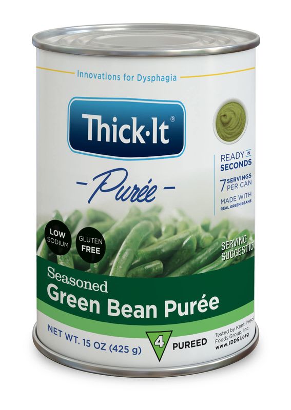 Thick-It Pureed Seasoned Green Beans (IDDSI), Made with Real Green Beans, Low Sodium &amp; Gluten-Free, Digestible Swallowing Aid, 15 oz Can (12 Pack)