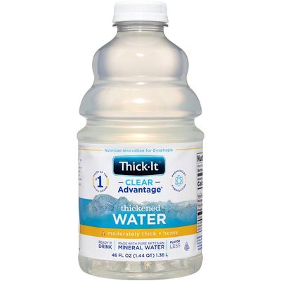 Thick-It Clear Advantage Thickened Water - Moderately Thick/Honey, 46 oz Bottle (Pack of 4)