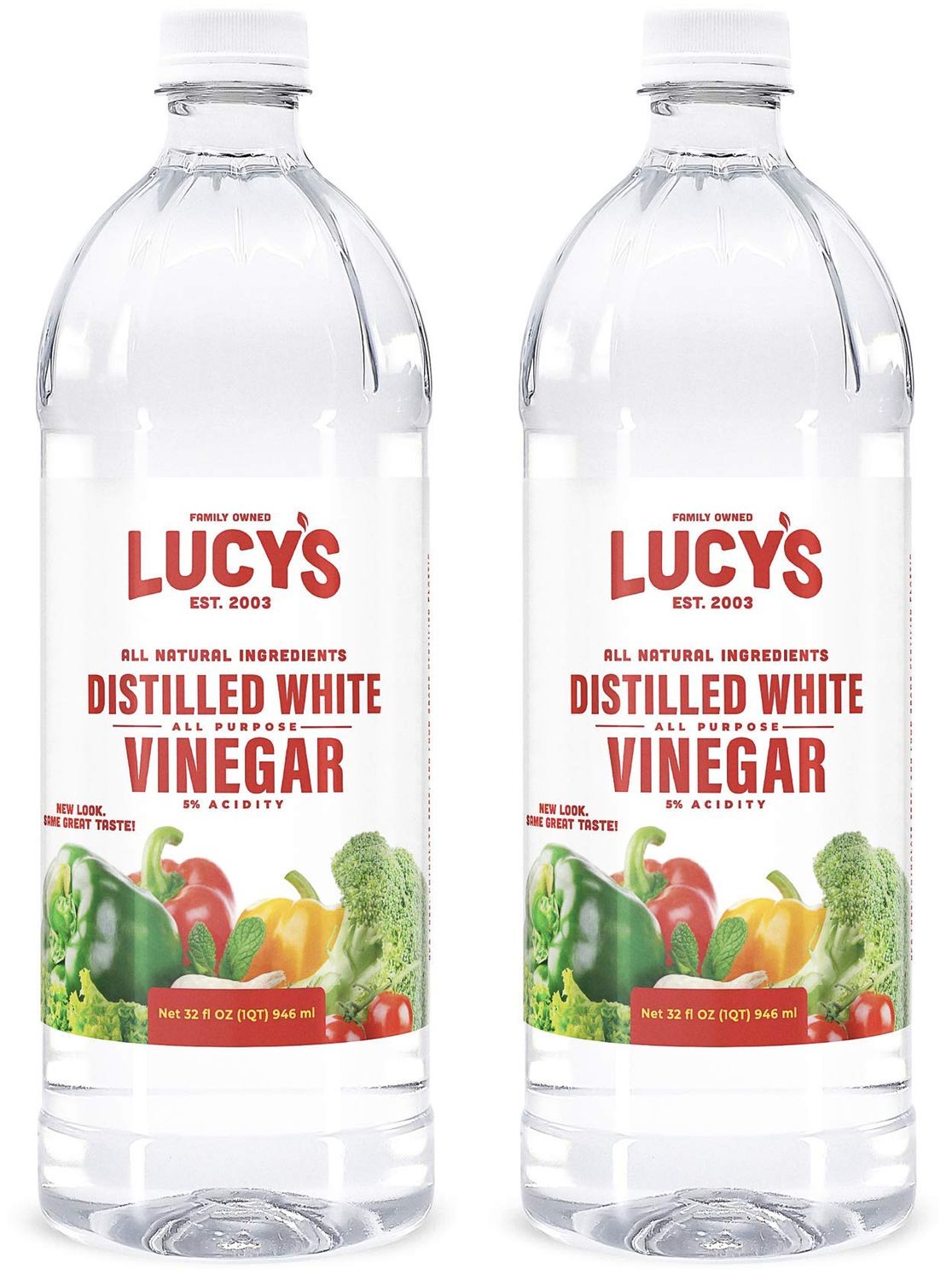 Lucy&#39;s Family Owned - Natural Distilled White Vinegar, 32 oz. bottle (Pack of 2) - 5% Acidity