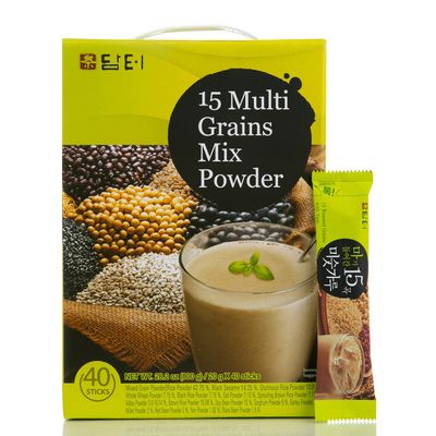 Damtuh Korean 15 Multi Mixed Grain Powder Meal Replacement Shake - Healthy Breakfast Drink, Nutritious Grain Latte, Misugaru, 20g x 40 Sticks (Pack of 1)